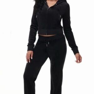 NEW OG bling Juicy Couture Women's BLACK Velour Tracksuit, MEDIUM